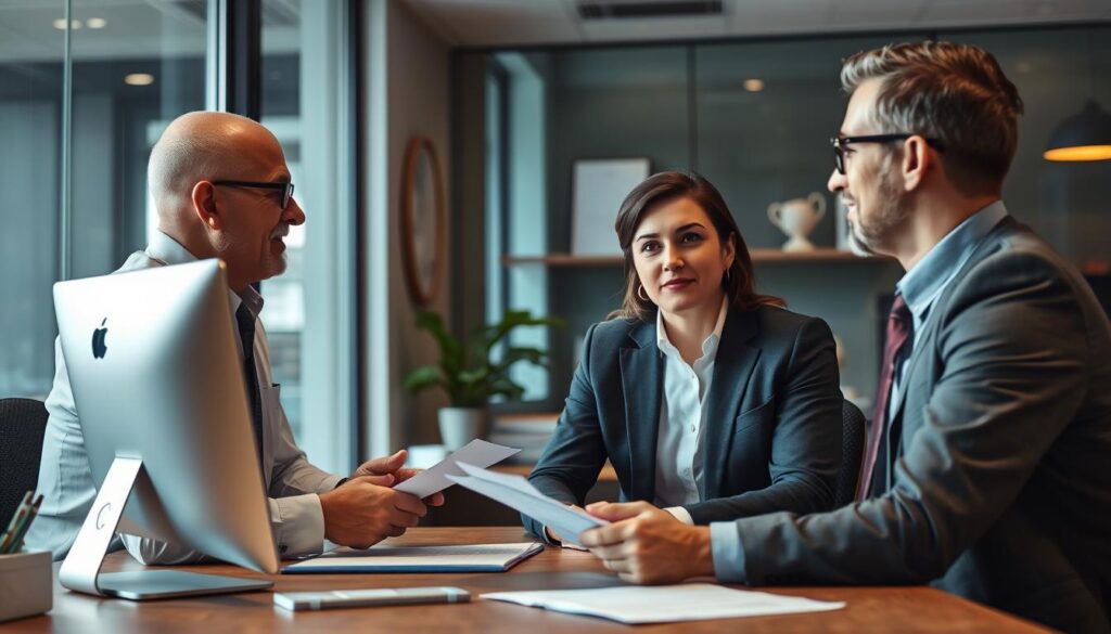Mortgage advisor answering client questions Mortgage advisor answering client questions