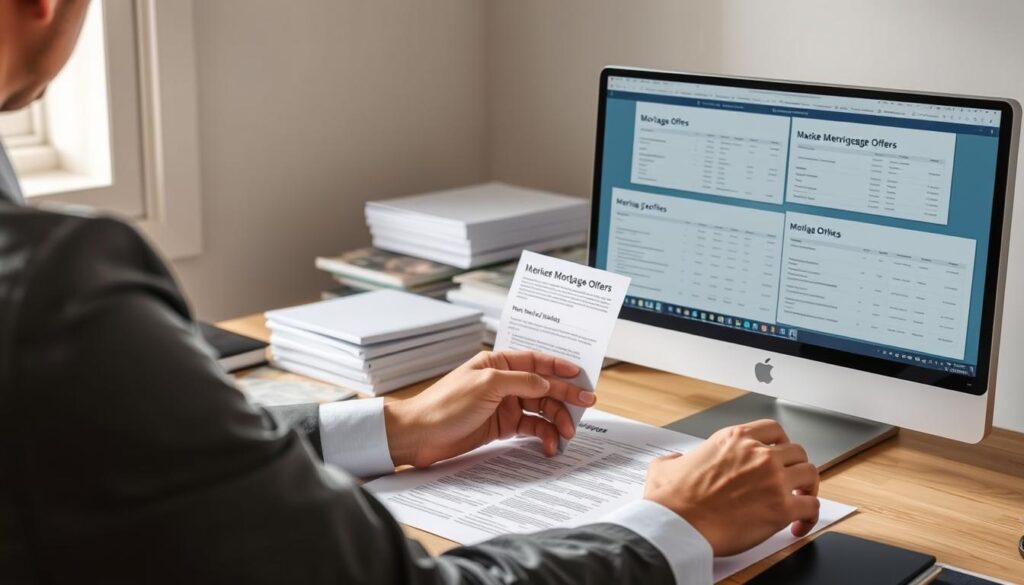 Person reviewing mortgage offers on computer Person reviewing mortgage offers on computer